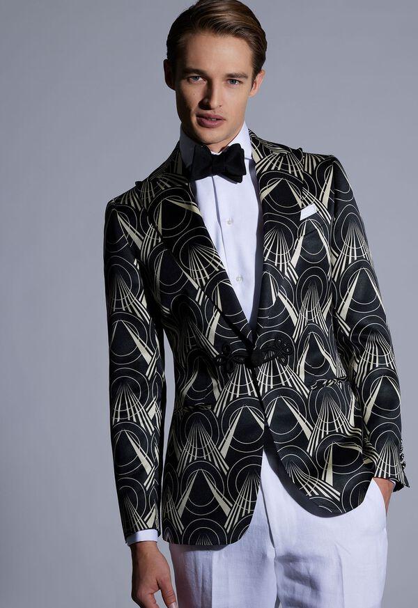 Paul Stuart Silk Deco Printed Dinner Jacket