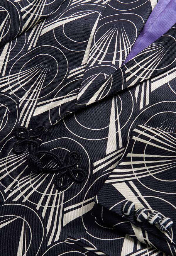 Paul Stuart Silk Deco Printed Dinner Jacket