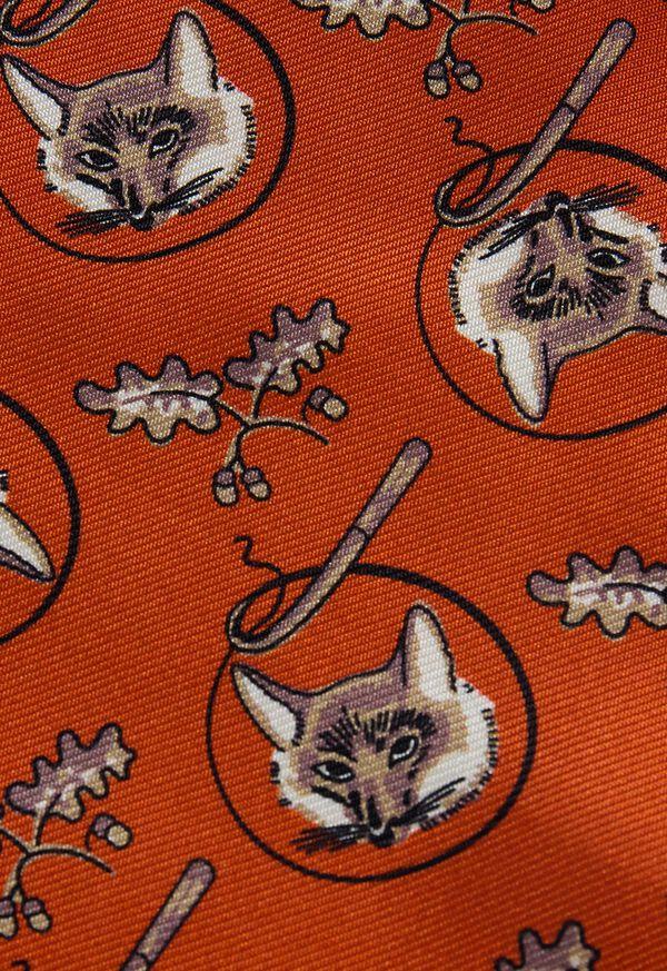 Paul Stuart Silk Fox Print Ascot
