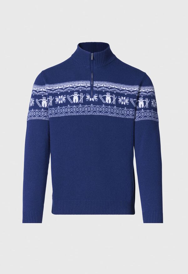 paul stuart Ski Motif Quarter Zip Sweater