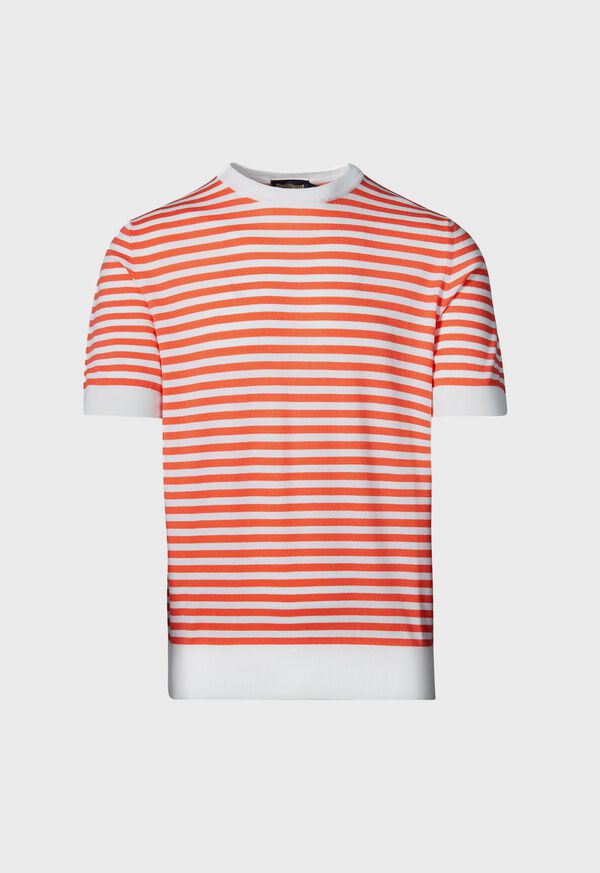 paul stuart Stripe Knit Short Sleeve Crewneck