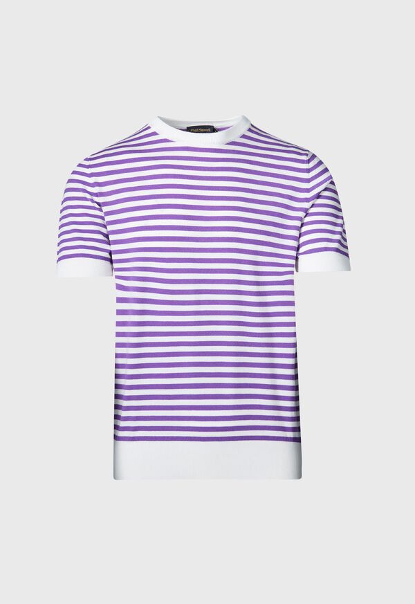 paul stuart Stripe Knit Short Sleeve Crewneck