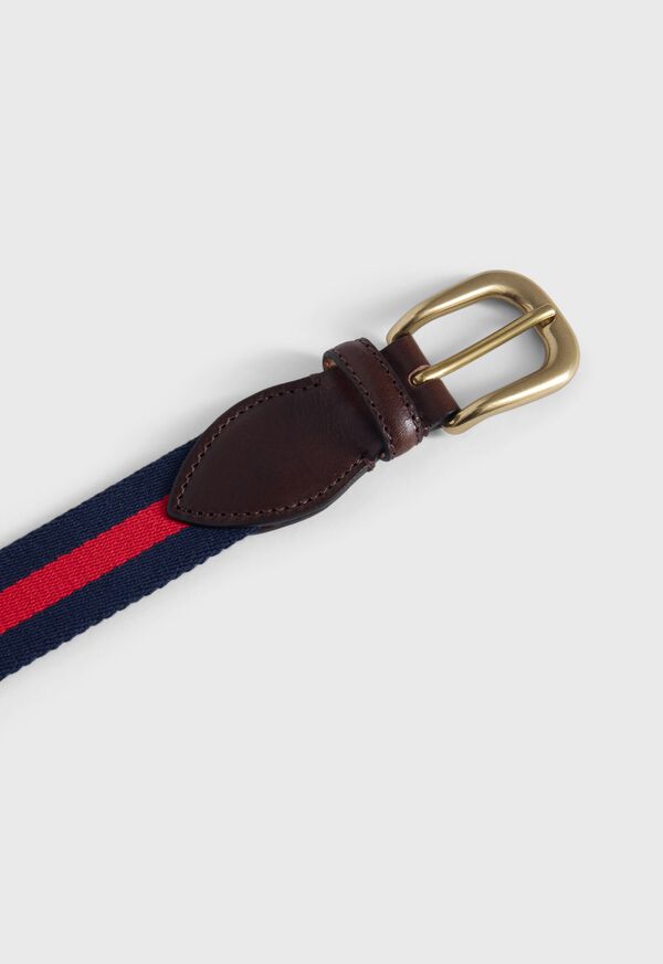 Paul Stuart Striped Belt With Leather Trim