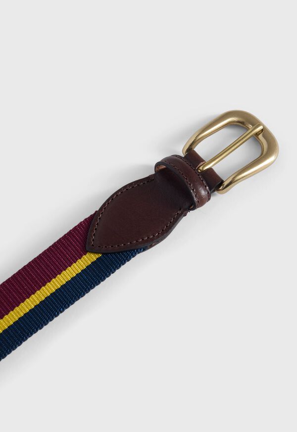 Paul Stuart Striped Belt With Leather Trim