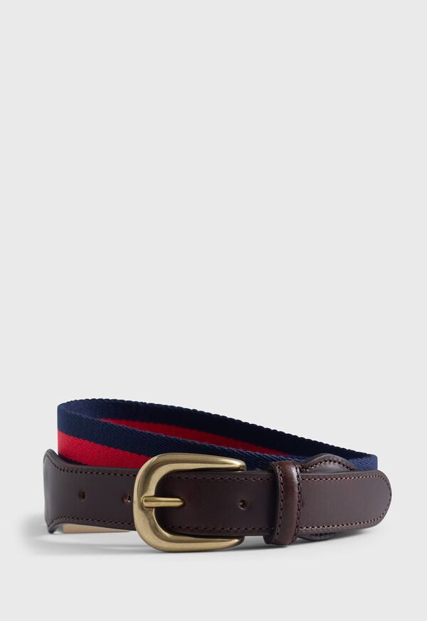 Paul Stuart Striped Belt With Leather Trim