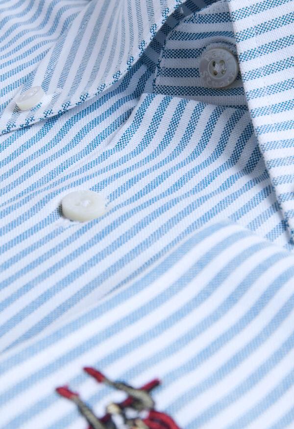 Paul Stuart Striped Oxford Logo Sport Shirt