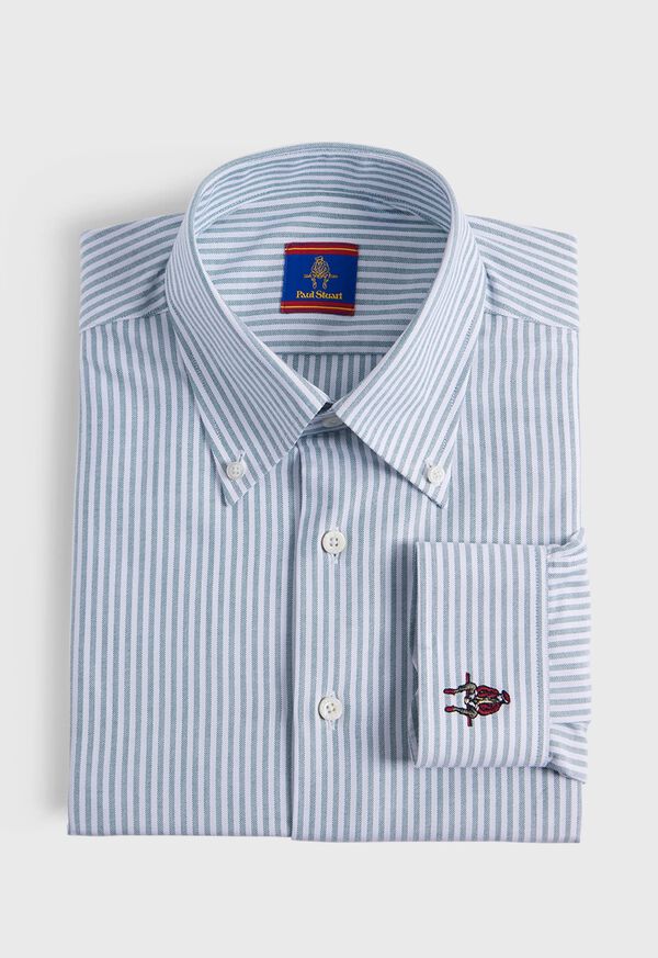 paul stuart Striped Oxford Logo Sport Shirt