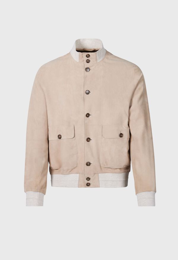 paul stuart Suede Button Front Blouson Jacket