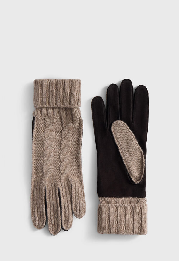 paul stuart Suede & Cashmere Cable Knit Glove