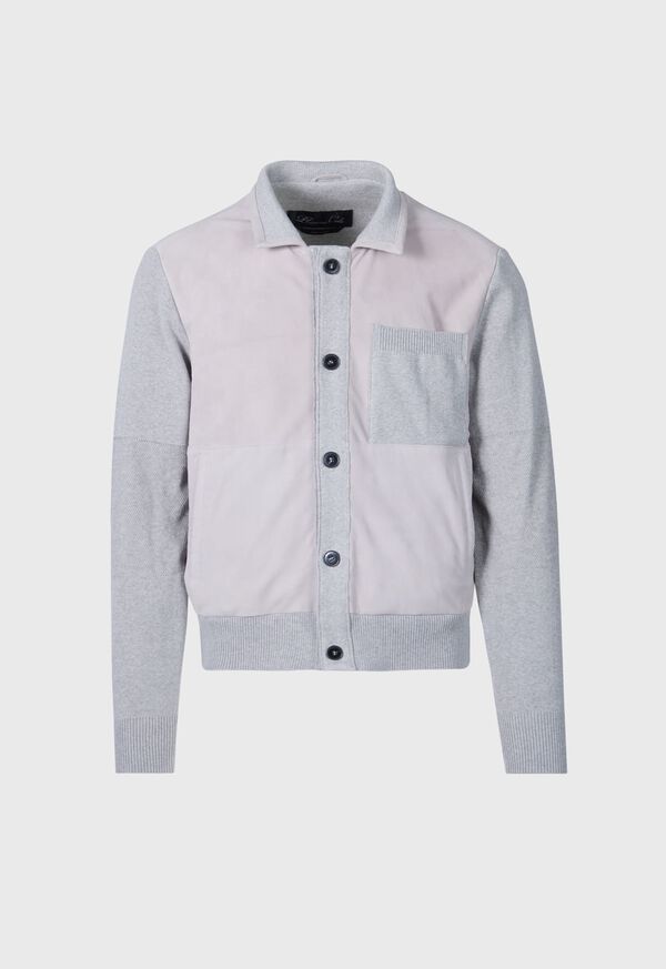 paul stuart Suede & Cotton Knit Blouson