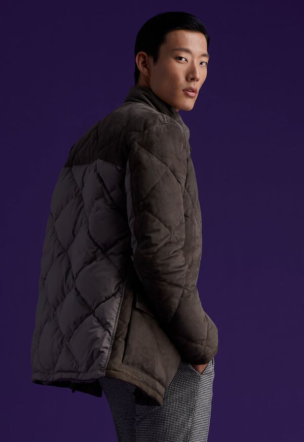 Paul Stuart Suede Diamond Quilt Down Jacket