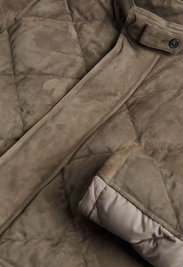 Paul Stuart Suede Diamond Quilt Down Jacket