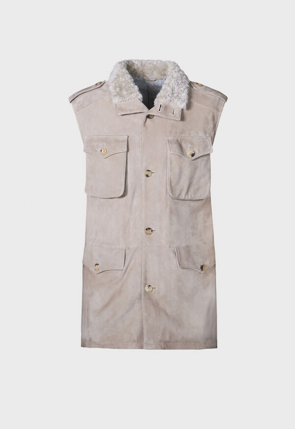 paul stuart Suede & Shearling Safari Vest