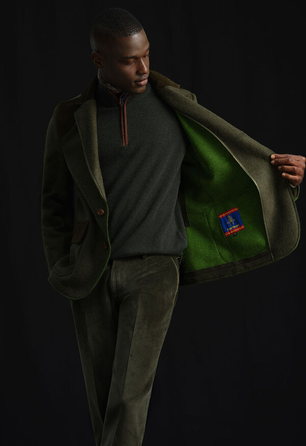 Paul Stuart Suede Trim Quarter Zip Pullover