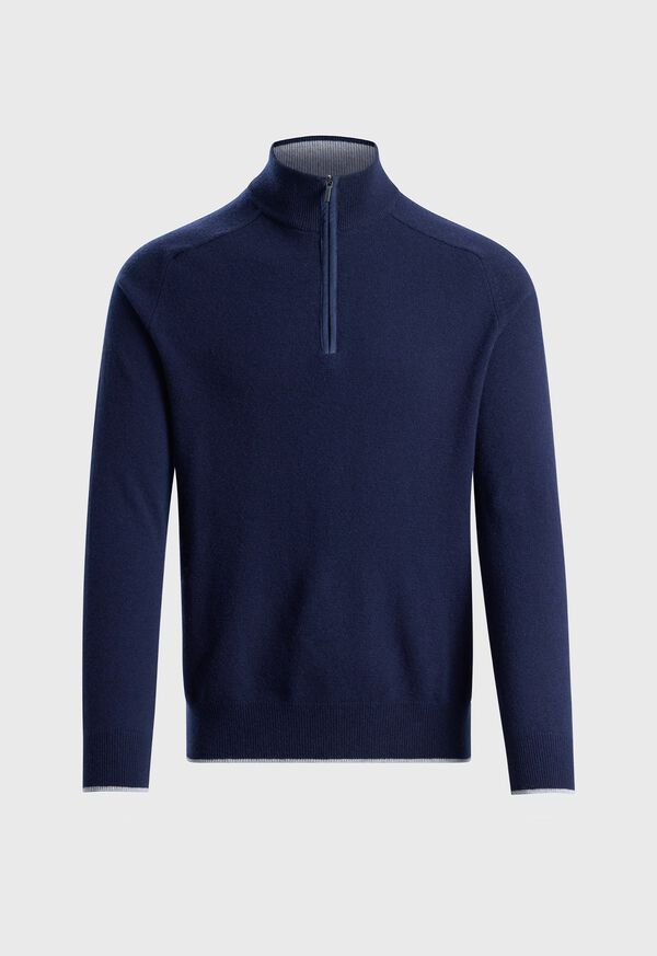 paul stuart Suede Trim Quarter Zip Pullover