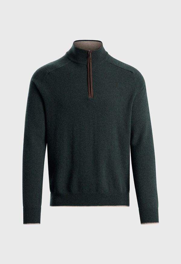 paul stuart Suede Trim Quarter Zip Pullover