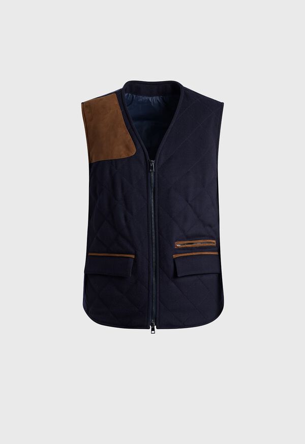 paul stuart Suede Trimmed Quilted Vest