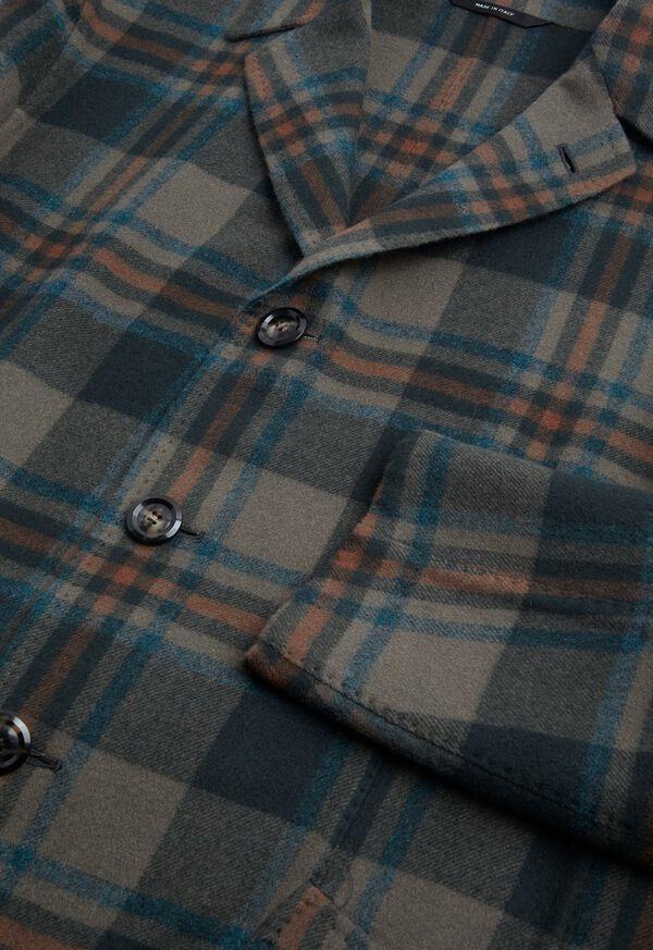 Paul Stuart Taupe Multi Color Plaid Coat