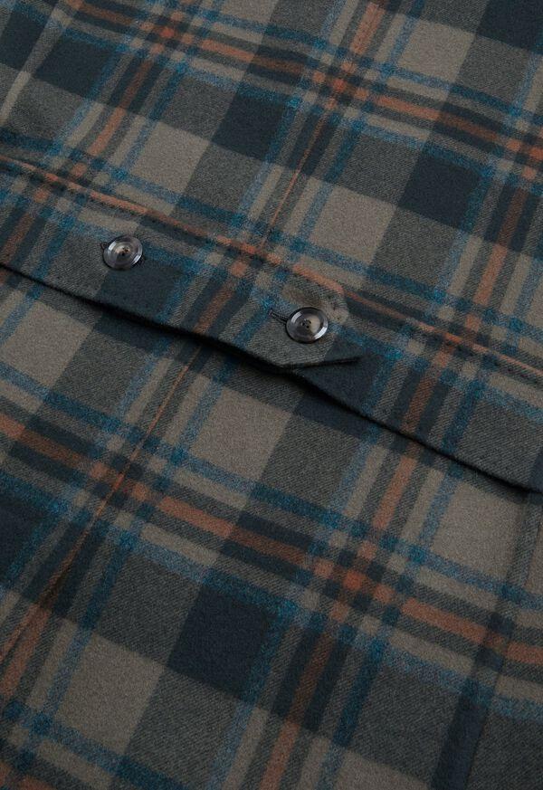 Paul Stuart Taupe Multi Color Plaid Coat