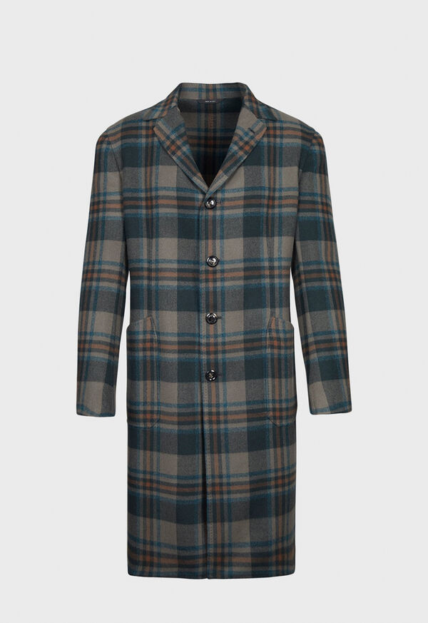 paul stuart Taupe Multi Color Plaid Coat