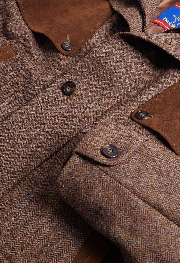 Paul Stuart Tweed Hunting Jacket With Suede Trim