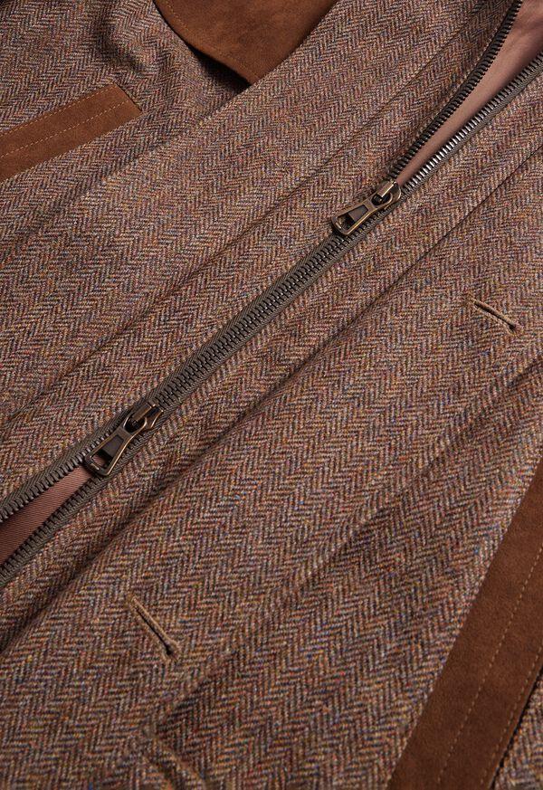 Paul Stuart Tweed Hunting Jacket With Suede Trim