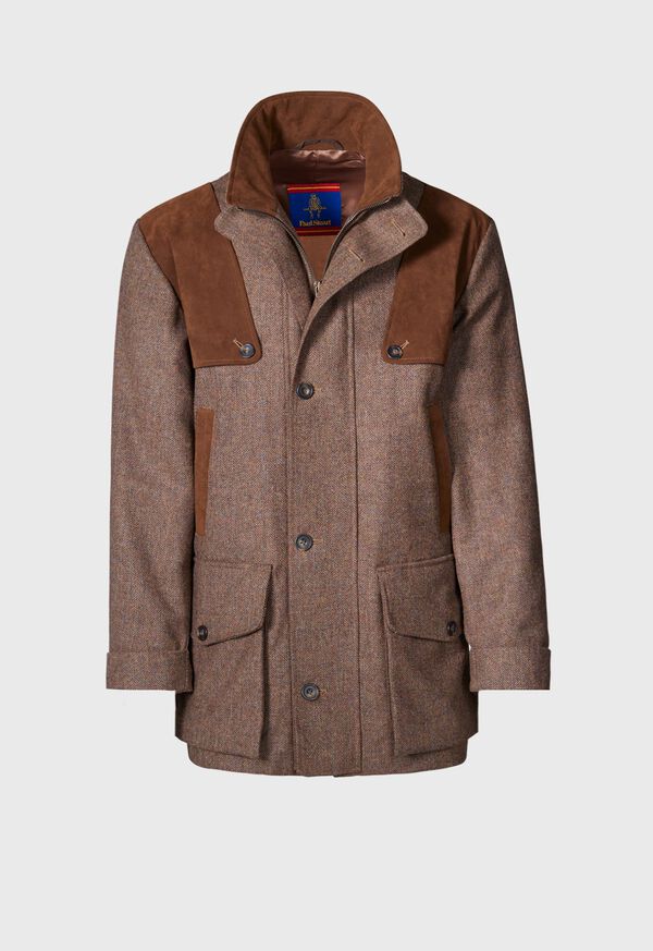 paul stuart Tweed Hunting Jacket with Suede Trim