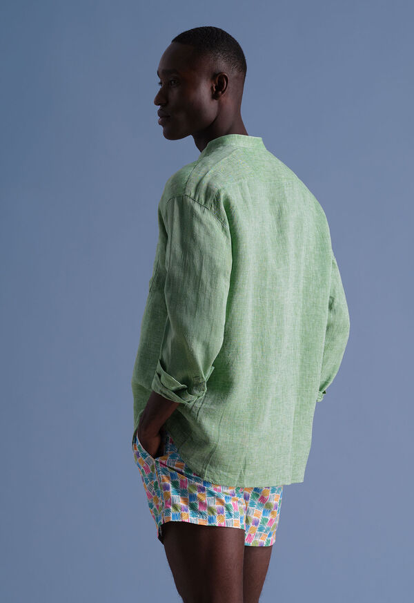 Paul Stuart Washed Linen Stand Collar Shirt