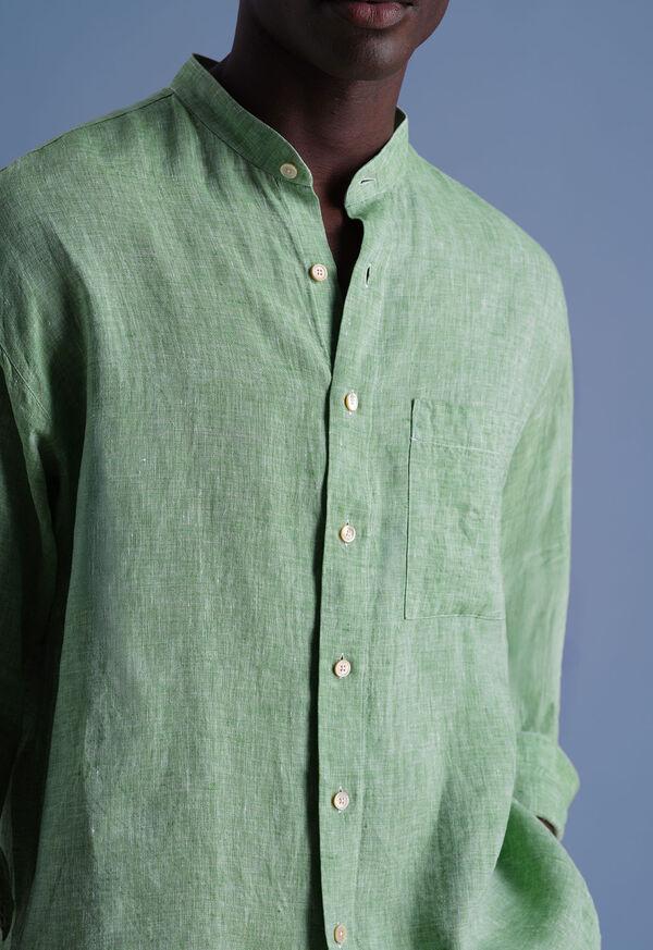 Paul Stuart Washed Linen Stand Collar Shirt