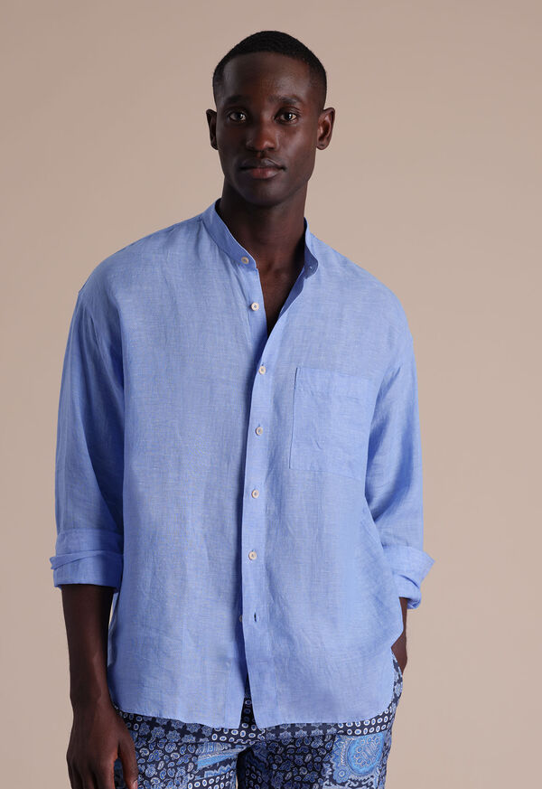 Paul Stuart Washed Linen Stand Collar Shirt