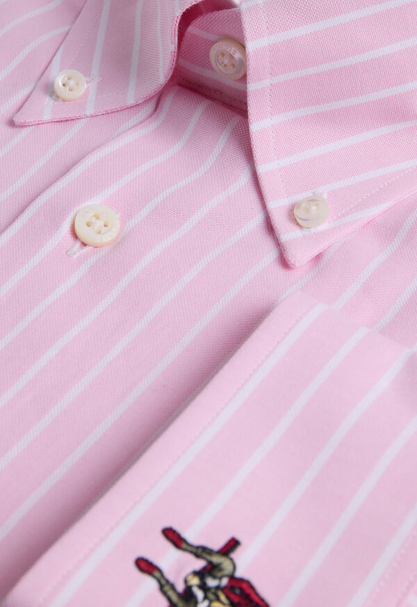 Paul Stuart Wide Striped Oxford Logo Sport Shirt