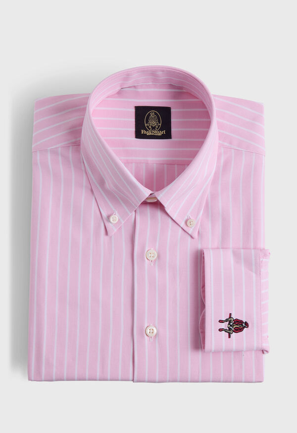 paul stuart Wide Striped Oxford Logo Sport Shirt