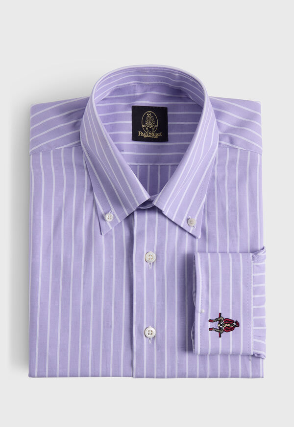paul stuart Wide Striped Oxford Logo Sport Shirt