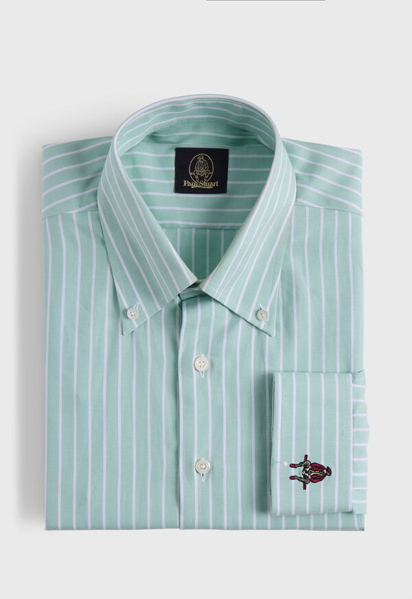 paul stuart Wide Striped Oxford Logo Sport Shirt