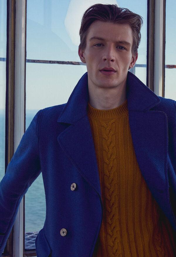 Paul Stuart Wool Cable And Rib Crewneck Sweater