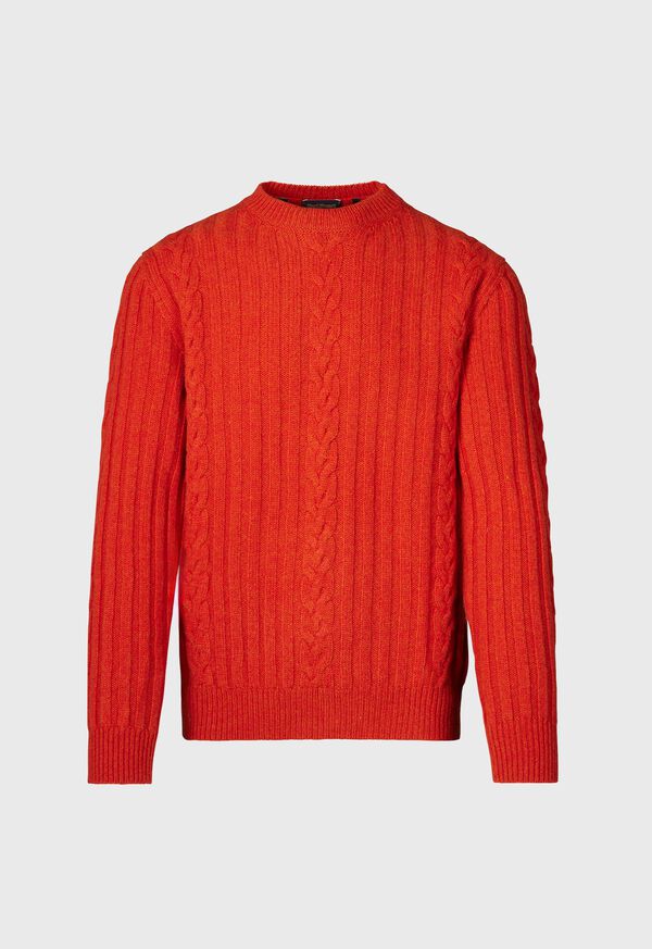 paul stuart Wool Cable and Rib Crewneck Sweater