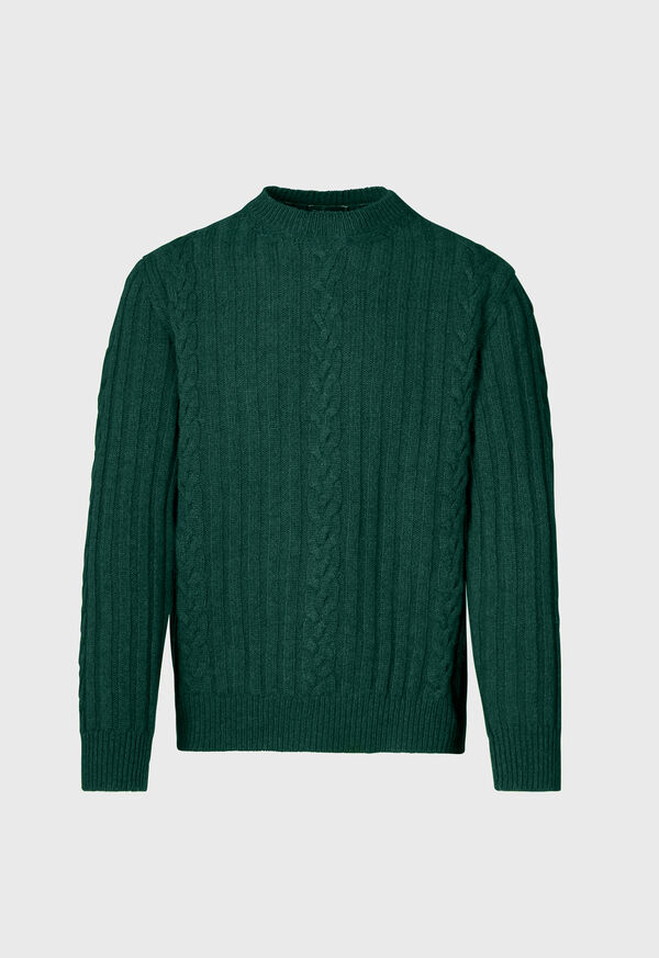 paul stuart Wool Cable and Rib Crewneck Sweater