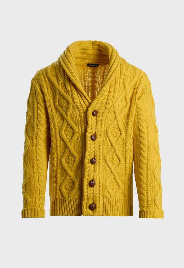 paul stuart Wool & Cashmere Aran Cable Knit Cardigan