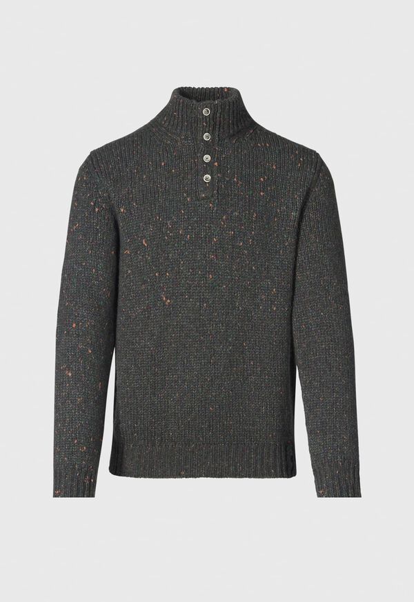 paul stuart Wool & Cashmere Donegal Button Mock Neck