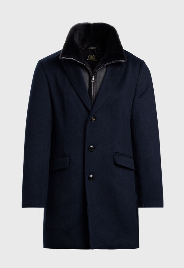 paul stuart Wool Coat with Shearling Gilet
