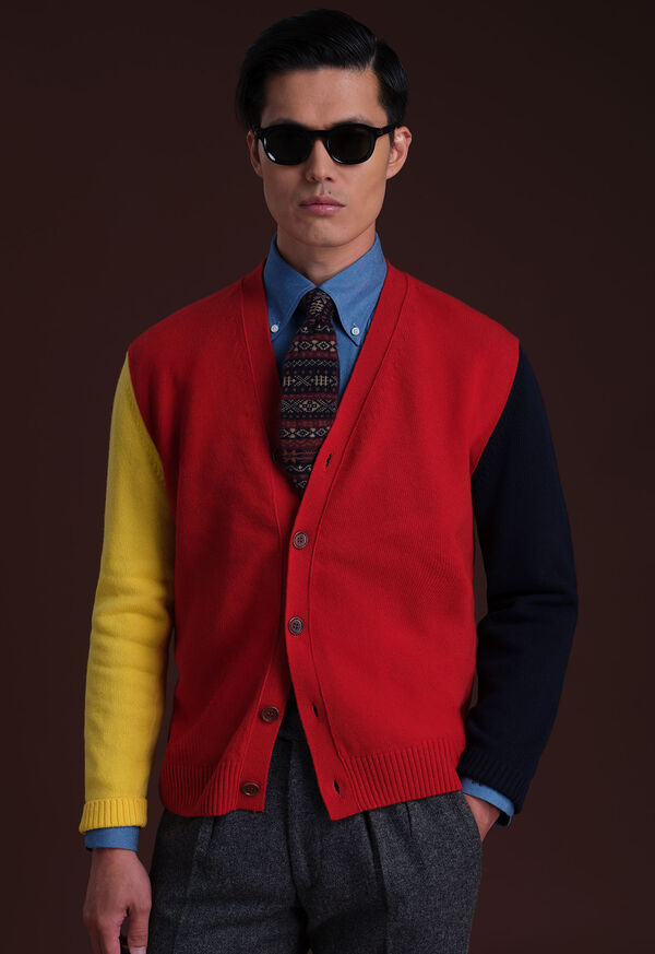 Paul Stuart Wool Colorblock Cardigan
