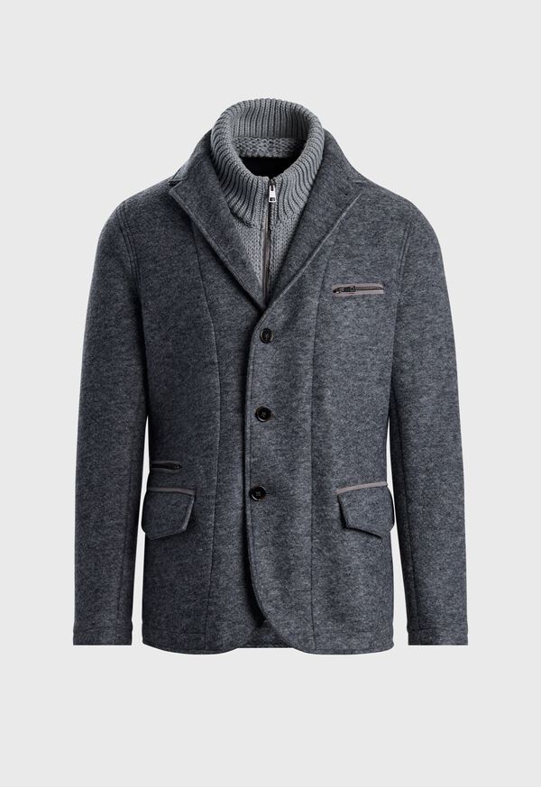 paul stuart Wool Jacket with Removable Knit Collar