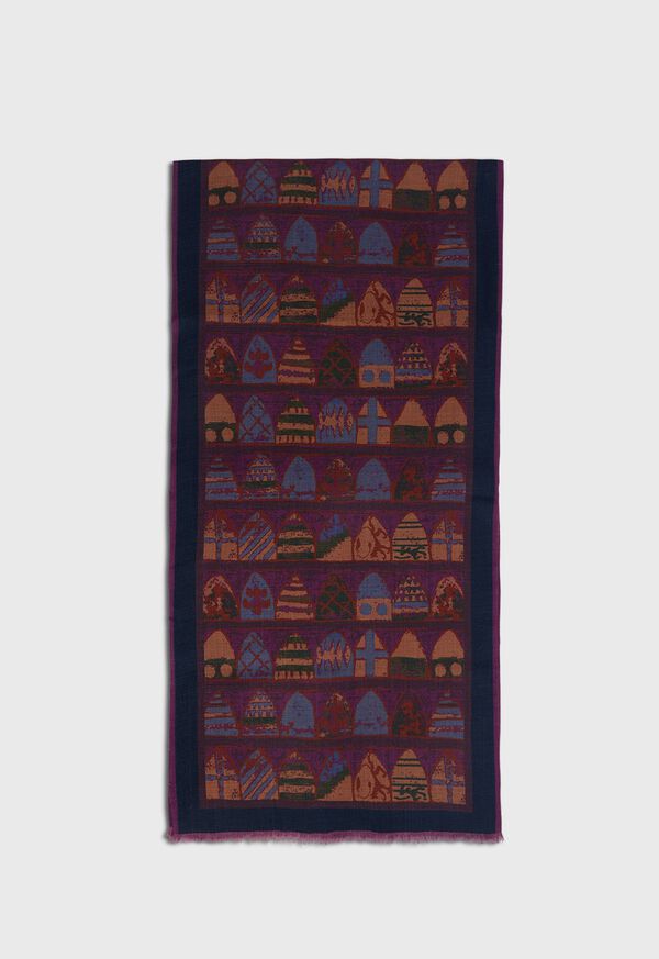 Paul Stuart Wool Printed Crest Scarf