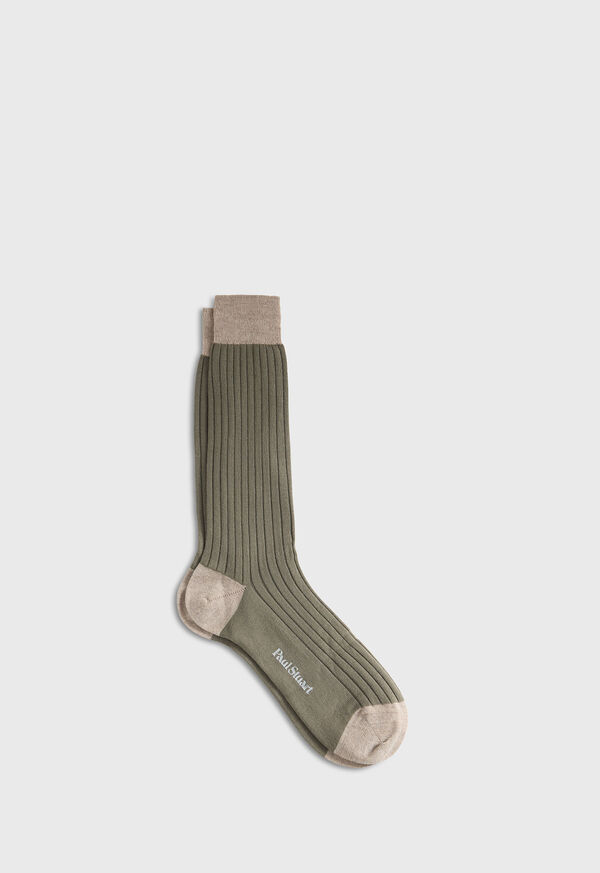paul stuart Wool Ribbed Sock with Contrast Trim