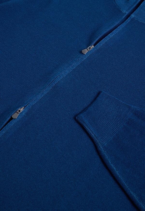 Paul Stuart Wool Rice Stitch Zip Cardigan