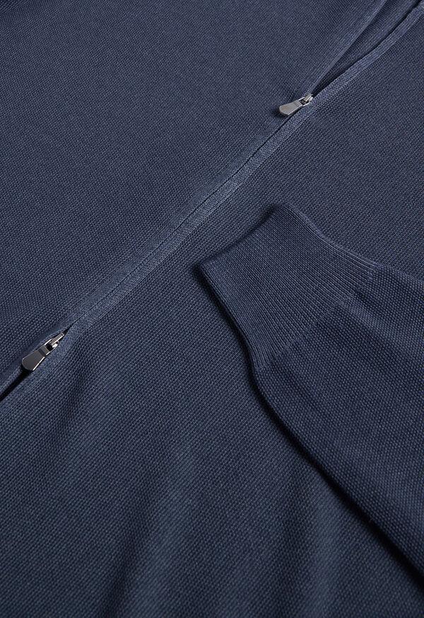 Paul Stuart Wool Rice Stitch Zip Cardigan