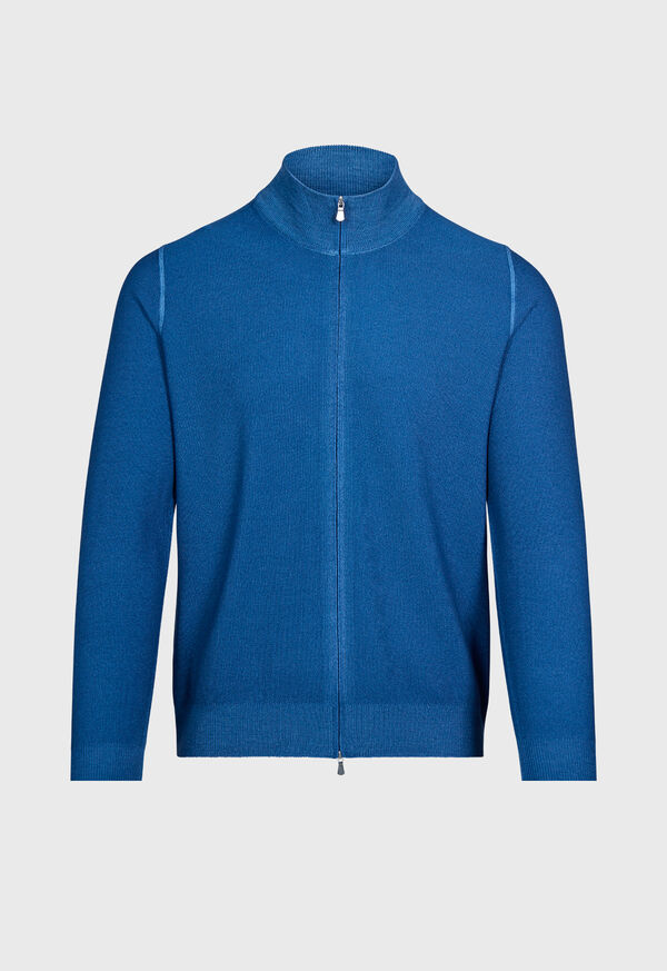 paul stuart Wool Rice Stitch Zip Cardigan