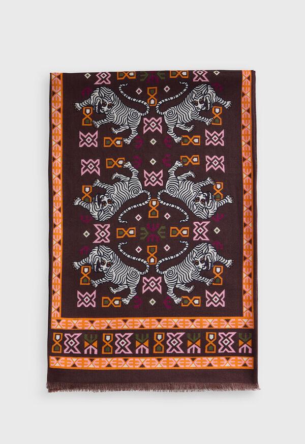 Paul Stuart Wool & Silk Exotic Print Scarf