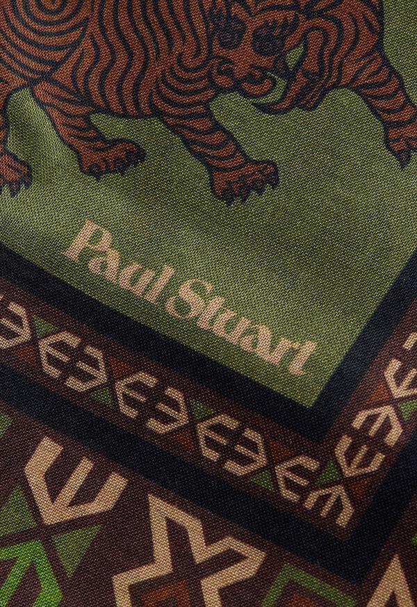 Paul Stuart Wool & Silk Tiger Print Pocket Square