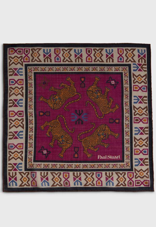 Paul Stuart Wool & Silk Tiger Print Pocket Square